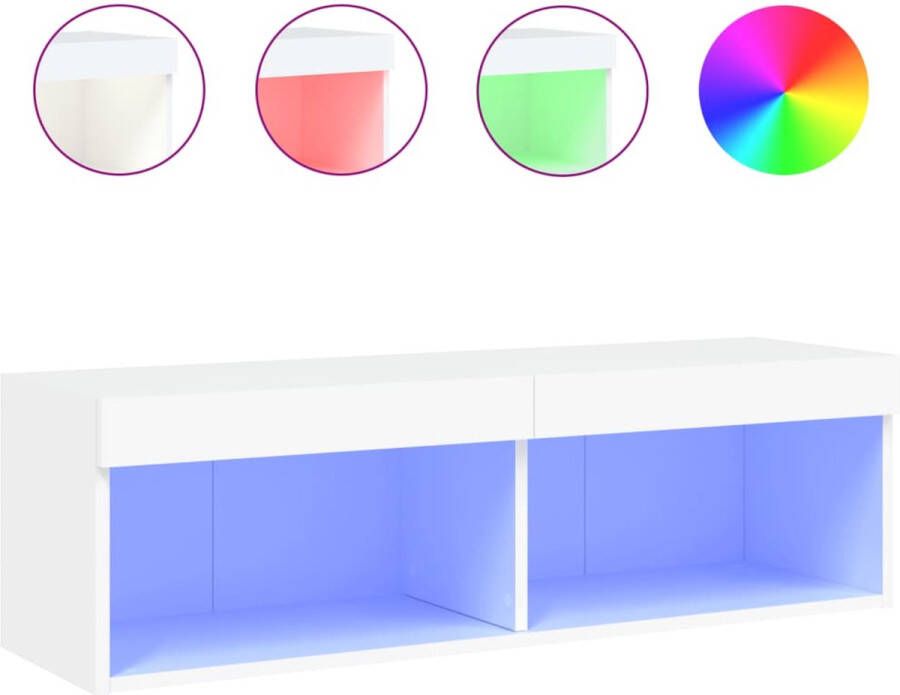 VidaXL -Tv-meubel-met-LED-verlichting-100x30x30-cm-wit - Foto 4