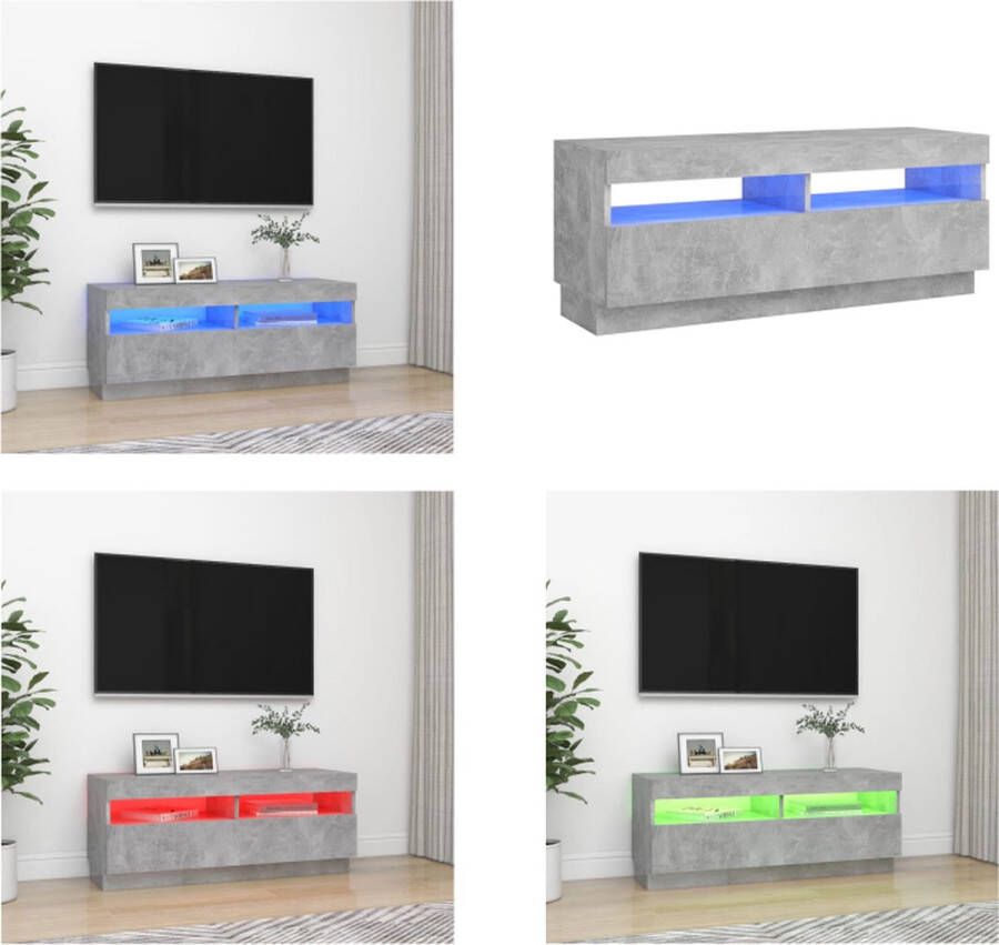 VidaXL Tv-meubel met LED-verlichting 100x35x40 cm betongrijs Tv-kast Tv-kasten Televisiekast Televisiekasten
