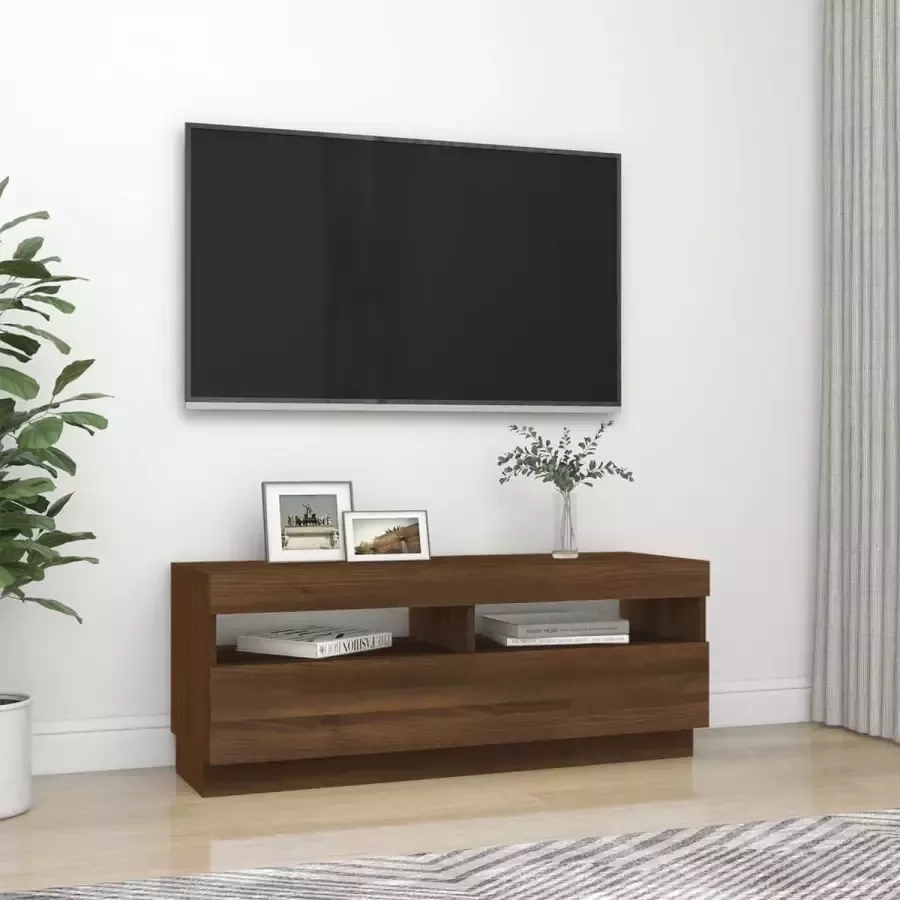 VidaXL -Tv-meubel-met-LED-verlichting-100x35x40-cm-bruineikenkleurig