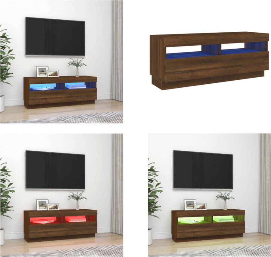 vidaXL Tv-meubel met LED-verlichting 100x35x40 cm bruineikenkleurig Tv-kast Tv-kasten Tv-meubel Hifi-meubel