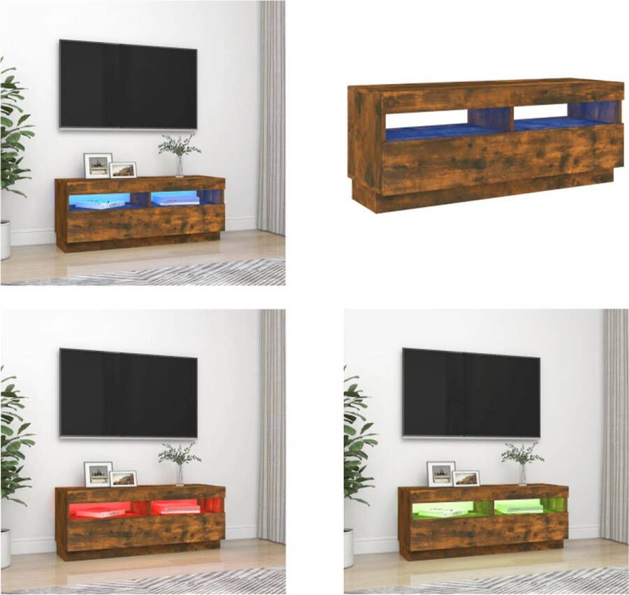 VidaXL Tv-meubel met LED-verlichting 100x35x40 cm gerookt eikenkleurig Tv-kast Tv-kasten Tv-meubel Hifi-meubel