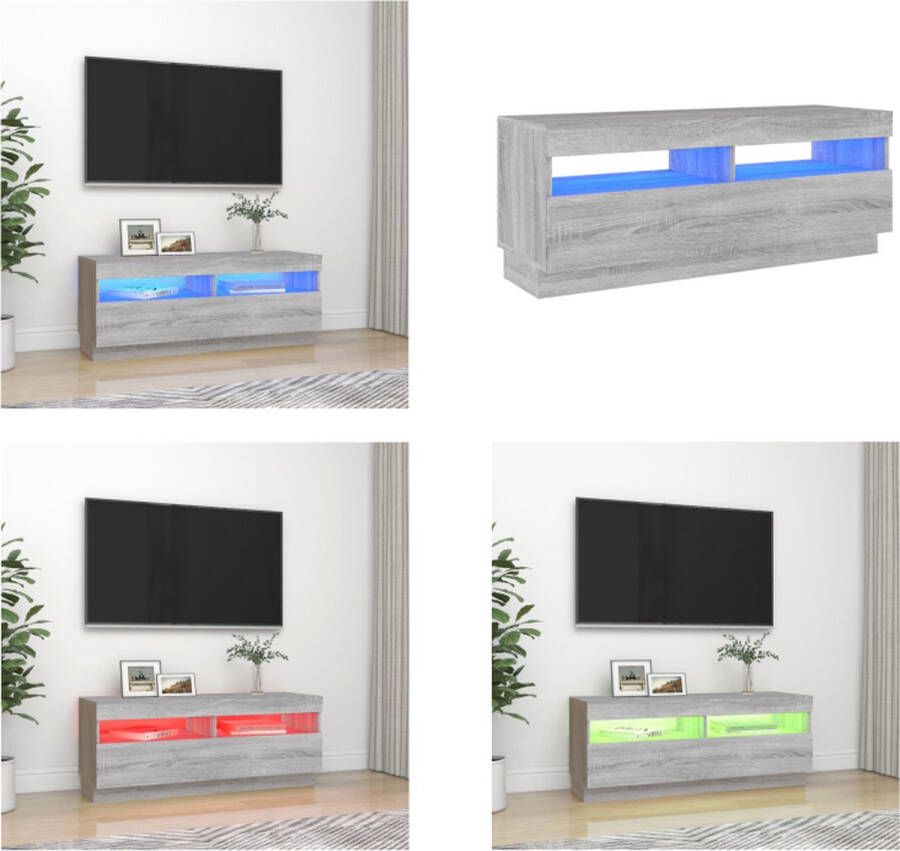 VidaXL Tv-meubel met LED-verlichting 100x35x40 cm grijs sonoma eiken Tv-kast Tv-kasten Tv-meubel Hifi-meubel