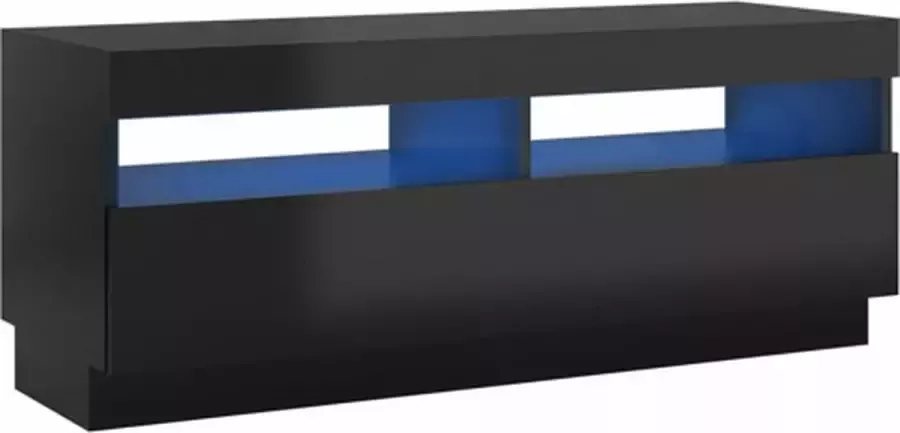 VIDAXL Tv-meubel met LED-verlichting 100x35x40 cm hoogglans zwart - Foto 2