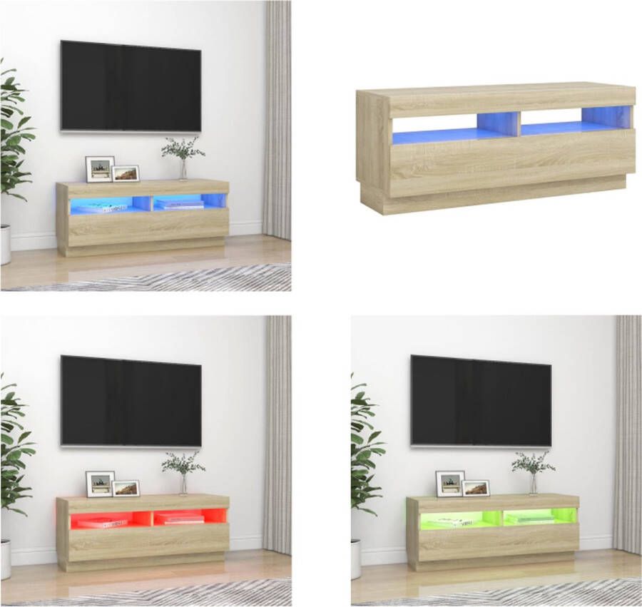 VidaXL Tv-meubel met LED-verlichting 100x35x40 cm sonoma eikenkleurig Tv-kast Tv-kasten Televisiekast Televisiekasten