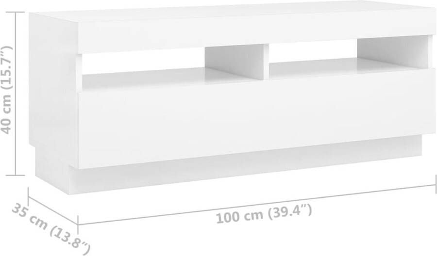 VidaXL -Tv-meubel-met-LED-verlichting-100x35x40-cm-wit - Foto 2