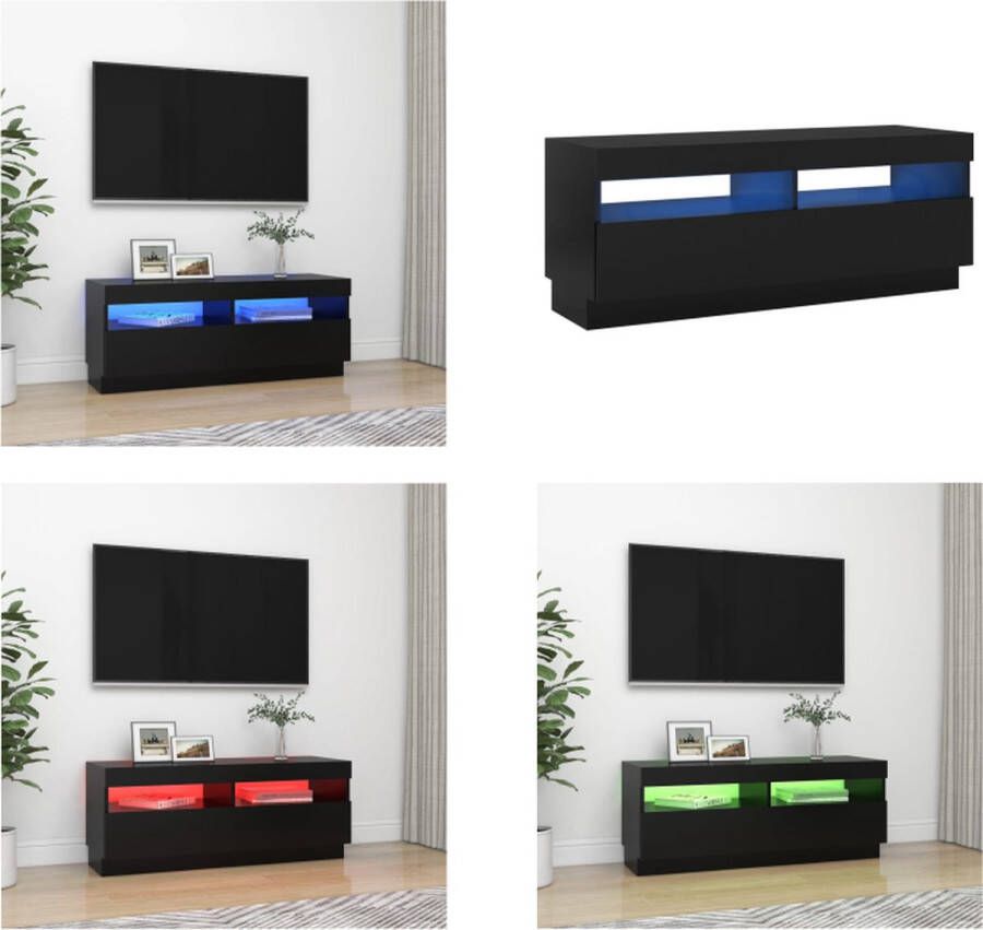 vidaXL Tv-meubel met LED-verlichting 100x35x40 cm zwart Tv-kast Tv-kasten Televisiekast Televisiekasten