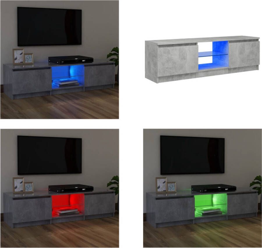 VidaXL Tv-meubel met LED-verlichting 120x30x35-5 cm betongrijs Tv-kast Tv-kasten Televisiekast Televisiekasten