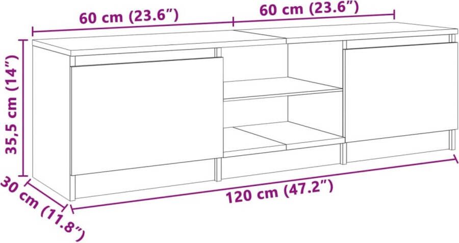 VidaXL -Tv-meubel-met-LED-verlichting-120x30x35 5-cm-hoogglans-wit - Foto 3