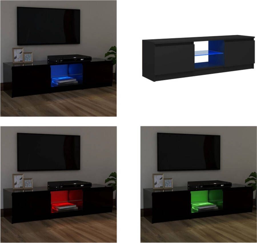 VidaXL Tv-meubel met LED-verlichting 120x30x35-5 cm zwart Tv-kast Tv-kasten Televisiekast Televisiekasten