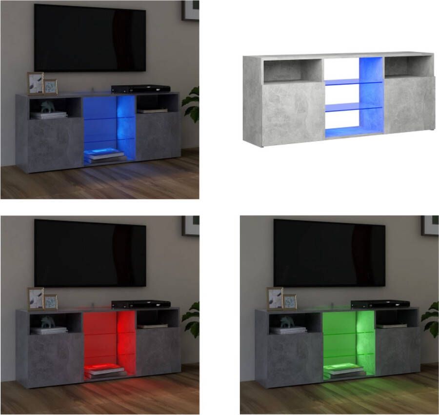 VidaXL Tv-meubel met LED-verlichting 120x30x50 cm betongrijs Tv-kast Tv-kasten Televisiekast Televisiekasten