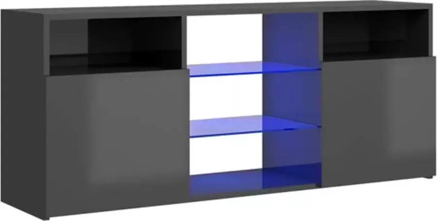 VidaXL Tv-meubel met LED-verlichting 120x30x50 cm hoogglans grijs