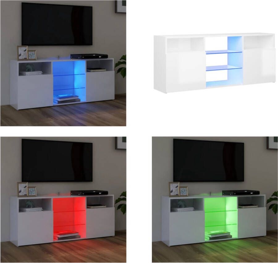 VidaXL Tv-meubel met LED-verlichting 120x30x50 cm hoogglans wit Tv-kast Tv-kasten Televisiekast Televisiekasten