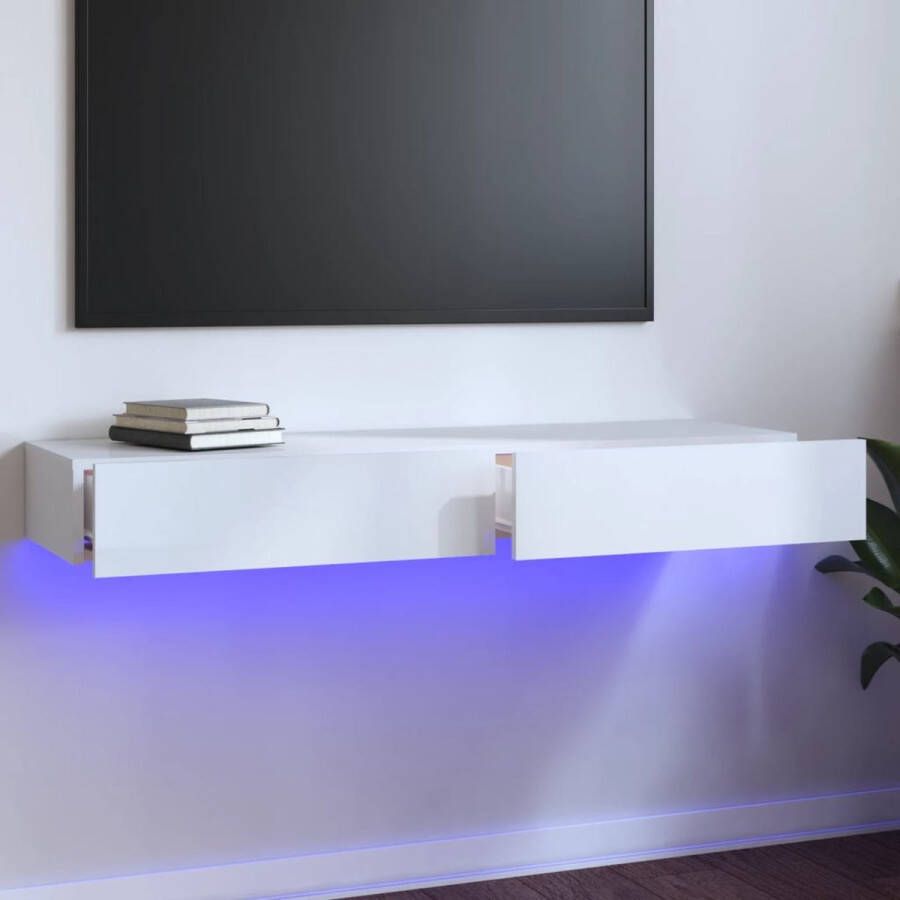 VidaXL -Tv-meubel-met-LED-verlichting-120x35x15 5-cm-hoogglans-wit - Foto 1