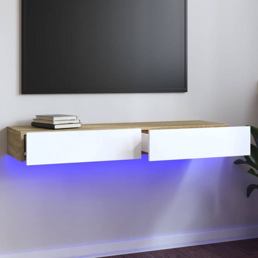 VidaXL -Tv-meubel-met-LED-verlichting-120x35x15 5-cm-wit-sonoma-eiken