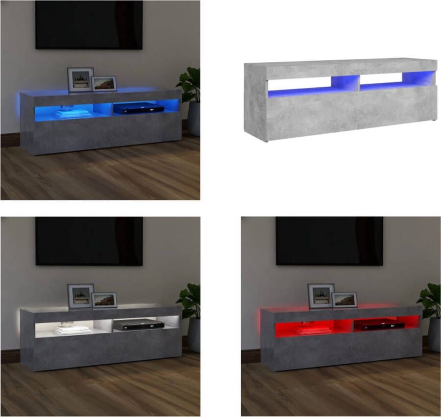 vidaXL Tv-meubel met LED-verlichting 120x35x40 cm betongrijs Tv-kast Tv-kasten Televisiekast Televisiekasten