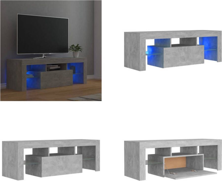 vidaXL Tv-meubel met LED-verlichting 120x35x40 cm betongrijs Tv-kast Tv-kasten Televisiekast Televisiekasten