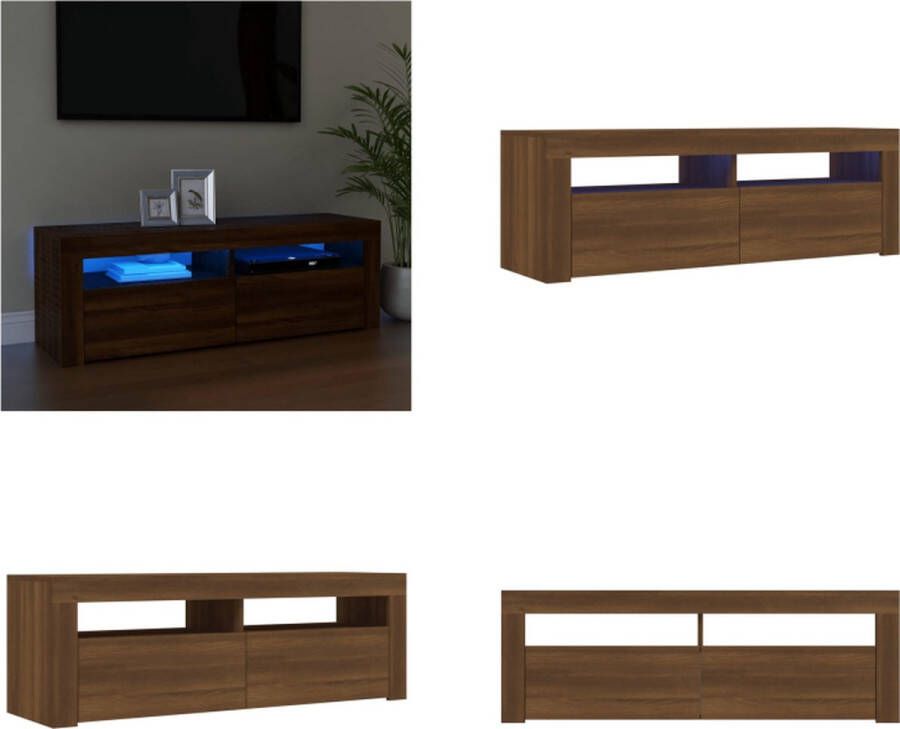 VidaXL Tv-meubel met LED-verlichting 120x35x40 cm bruineikenkleurig Tv-kast Tv-kasten Tv-meubel Met LED-verlichting - Foto 2