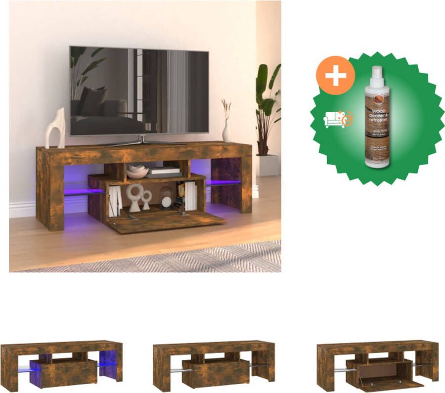 VidaXL Tv-meubel met LED-verlichting 120x35x40 cm gerookt eikenkleurig Kast Inclusief Houtreiniger en verfrisser