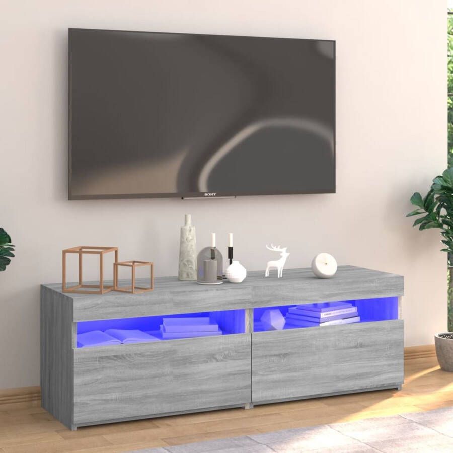 VidaXL -Tv-meubel-met-LED-verlichting-120x35x40-cm-grijs-sonoma-eiken - Foto 2