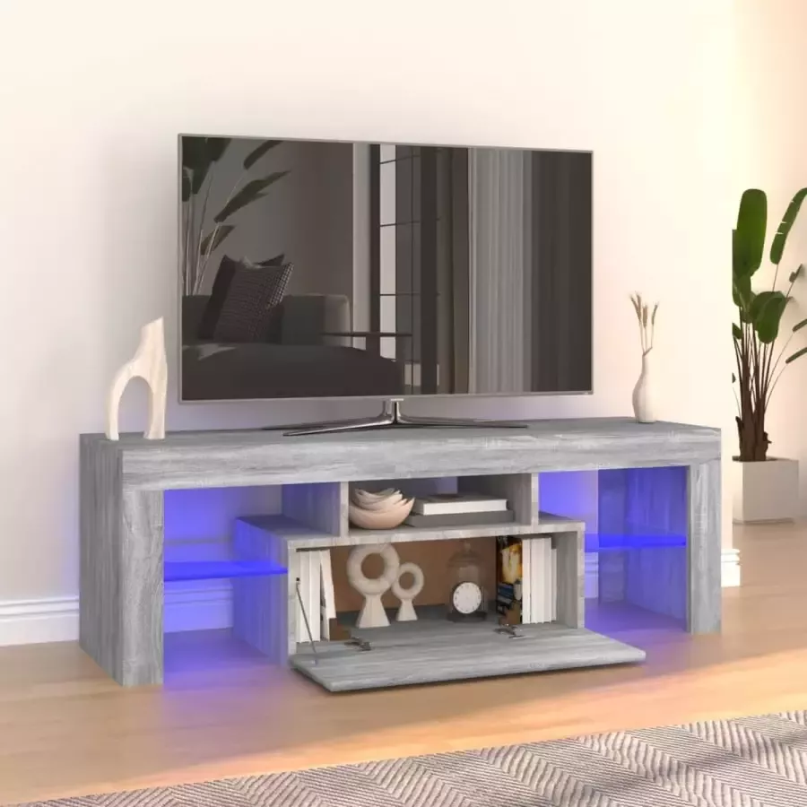 VidaXL -Tv-meubel-met-LED-verlichting-120x35x40-cm-grijs-sonoma-eiken - Foto 1