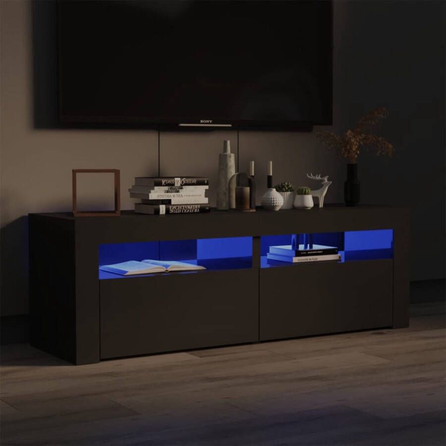 VidaXL -Tv-meubel-met-LED-verlichting-120x35x40-cm-hoogglans-grijs - Foto 3