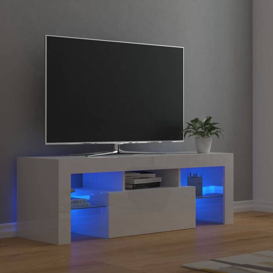 VidaXL -Tv-meubel-met-LED-verlichting-120x35x40-cm-hoogglans-wit - Foto 3