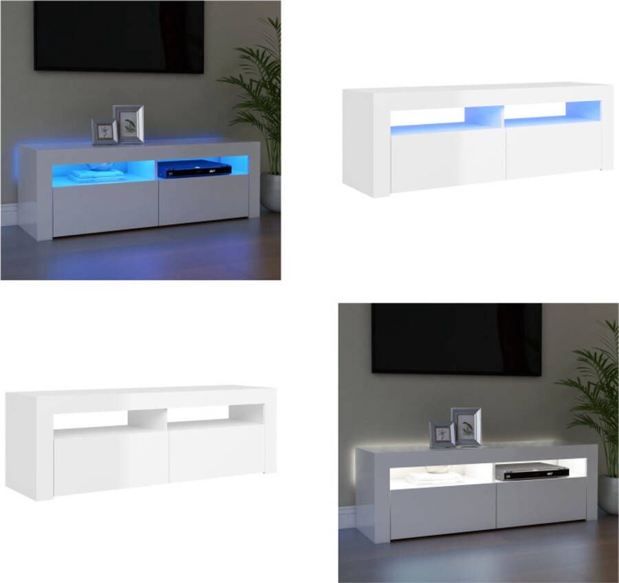 VidaXL Tv-meubel met LED-verlichting 120x35x40 cm hoogglans wit Tv-kast Tv-kasten Televisiekast Televisiekasten