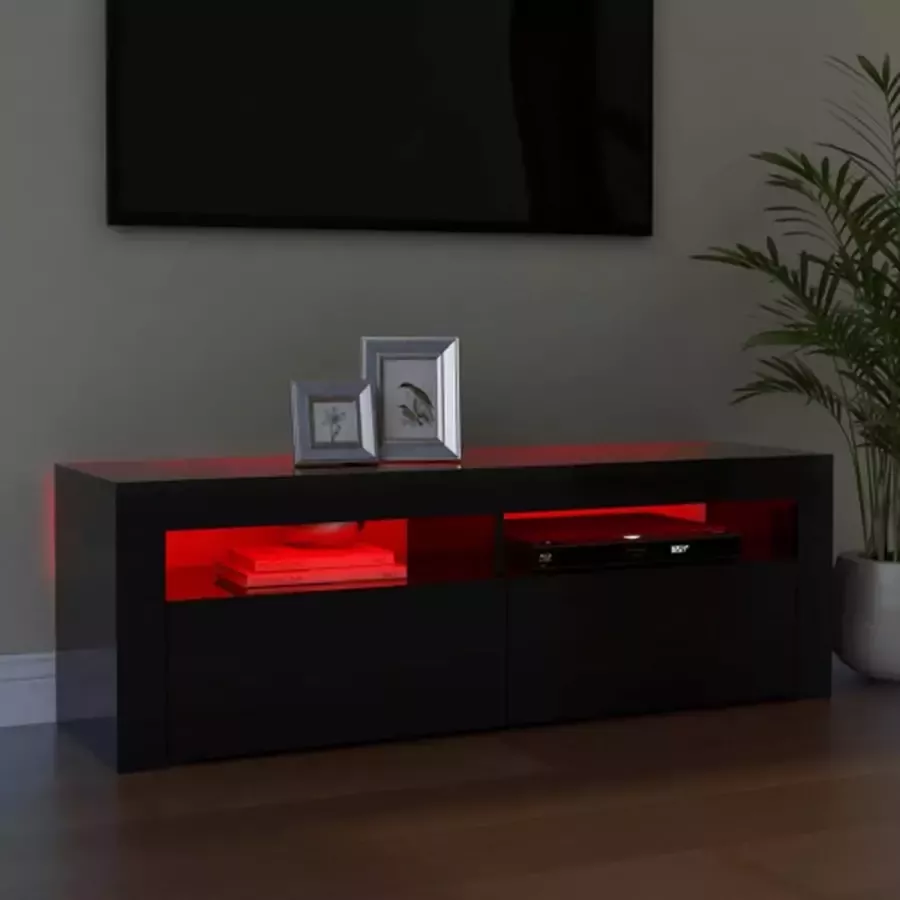 VidaXL Tv-meubel met LED-verlichting 120x35x40 cm hoogglans zwart - Foto 5