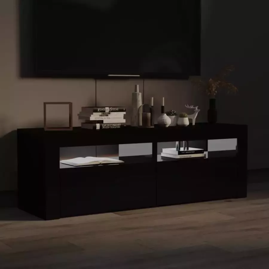 VidaXL Tv-meubel met LED-verlichting 120x35x40 cm hoogglans zwart - Foto 2