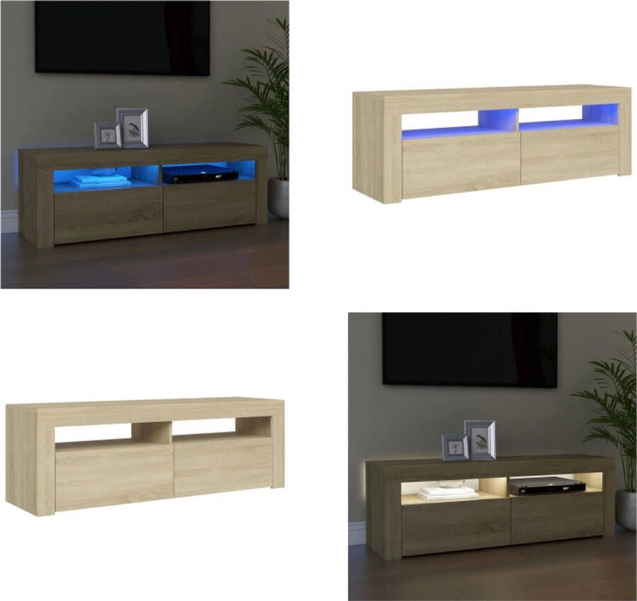 vidaXL Tv-meubel met LED-verlichting 120x35x40 cm sonoma eikenkleurig Tv-kast Tv-kasten Televisiekast Televisiekasten