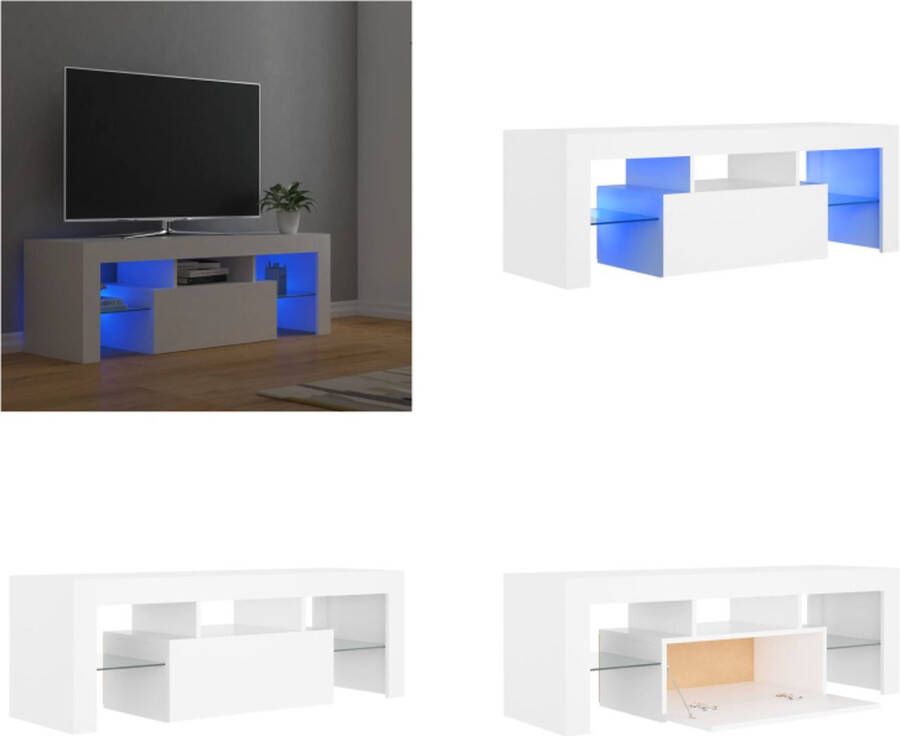 vidaXL Tv-meubel met LED-verlichting 120x35x40 cm wit Tv-kast Tv-kasten Televisiekast Televisiekasten