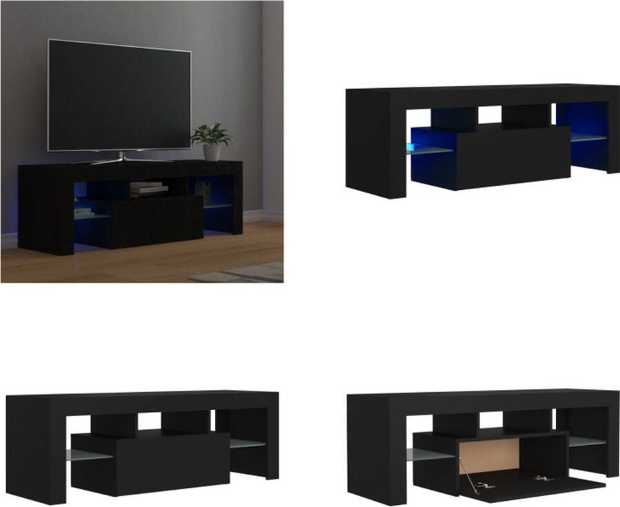 VidaXL Tv-meubel met LED-verlichting 120x35x40 cm zwart Tv-kast Tv-kasten Televisiekast Televisiekasten - Foto 1