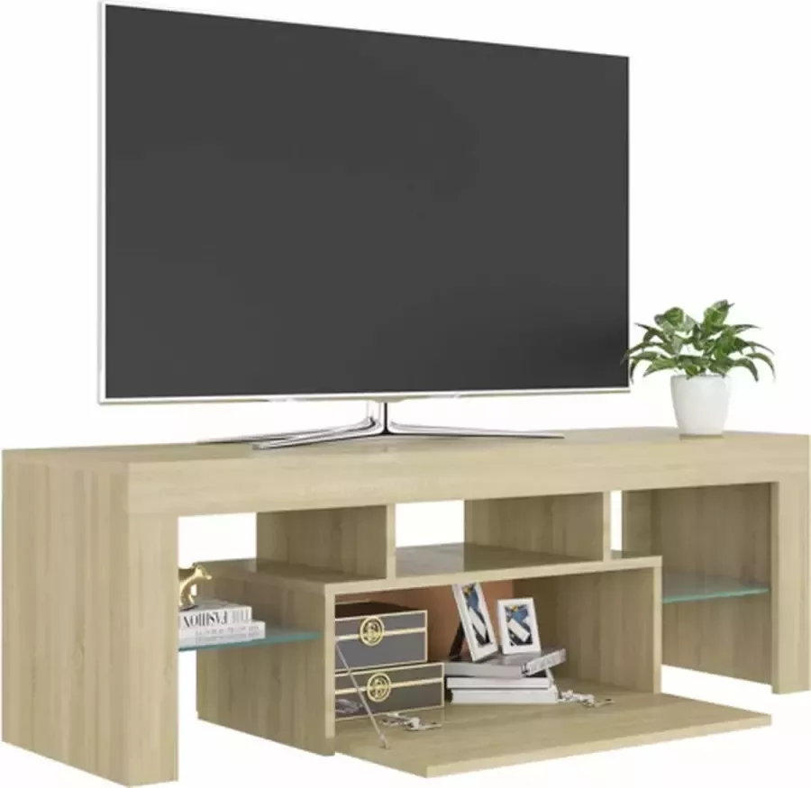 VidaXL -Tv-meubel-met-LED-verlichting-120x35x40cm-sonoma-eikenkleurig - Foto 5