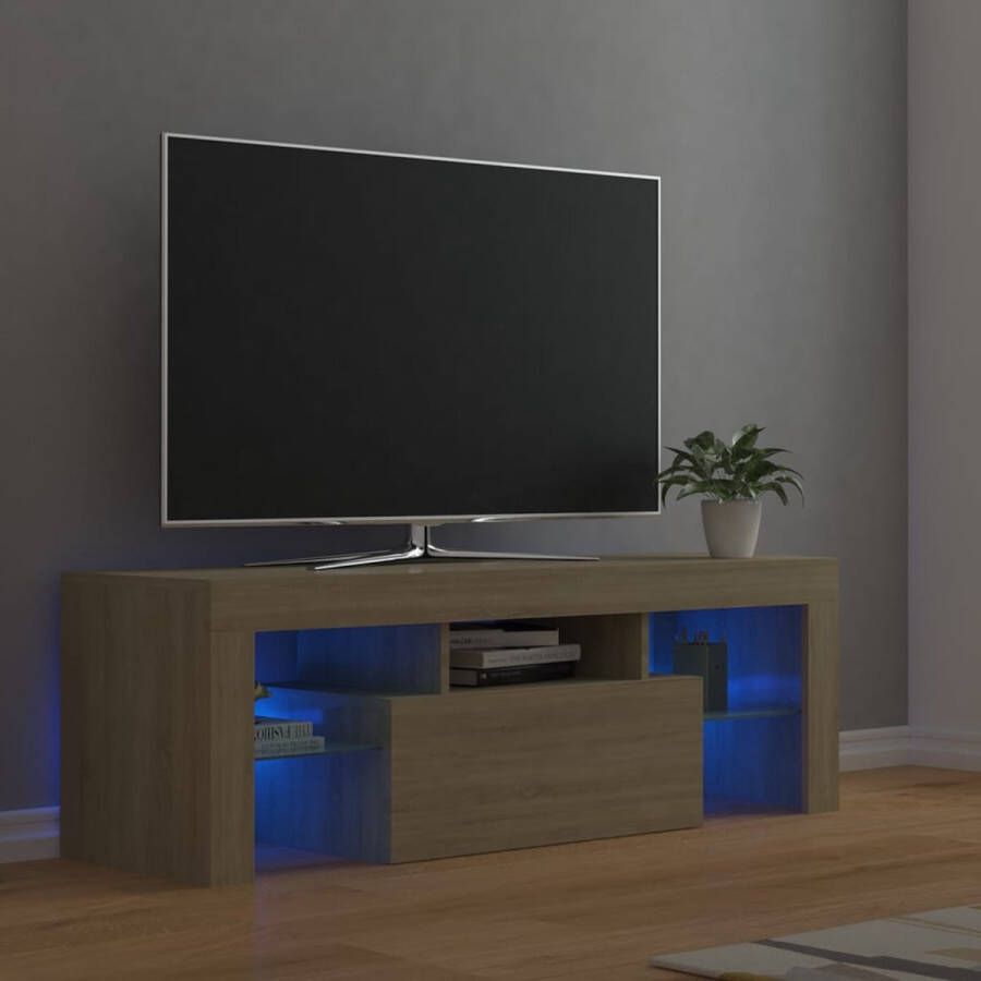 VidaXL -Tv-meubel-met-LED-verlichting-120x35x40cm-sonoma-eikenkleurig - Foto 1