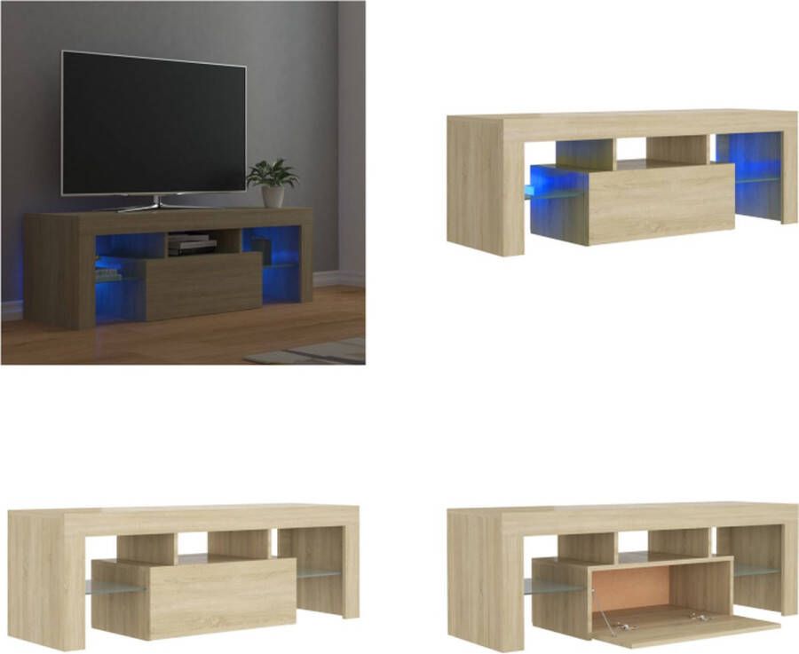 vidaXL Tv-meubel met LED-verlichting 120x35x40cm sonoma eikenkleurig Tv-kast Tv-kasten Televisiekast Televisiekasten