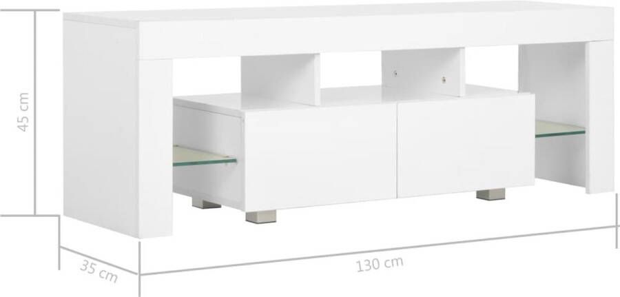 VidaXL -Tv-meubel-met-LED-verlichting-130x35x45-cm-hoogglans-wit