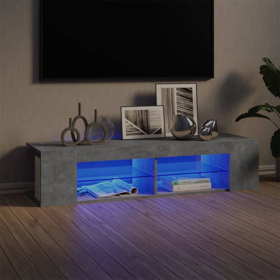 VidaXL -Tv-meubel-met-LED-verlichting-135x39x30-cm-betongrijs - Foto 3