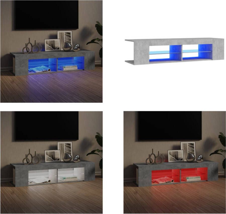 VidaXL Tv-meubel met LED-verlichting 135x39x30 cm betongrijs Tv-kast Tv-kasten Televisiekast Televisiekasten