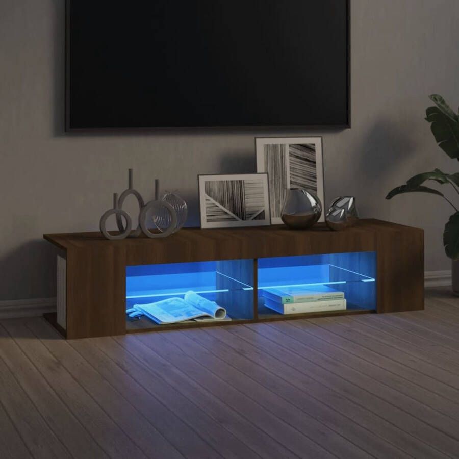 VidaXL -Tv-meubel-met-LED-verlichting-135x39x30-cm-bruineikenkleurig - Foto 1