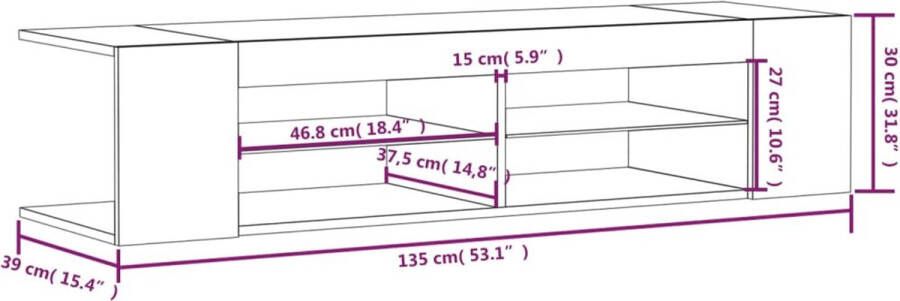 VidaXL -Tv-meubel-met-LED-verlichting-135x39x30-cm-bruineikenkleurig - Foto 3