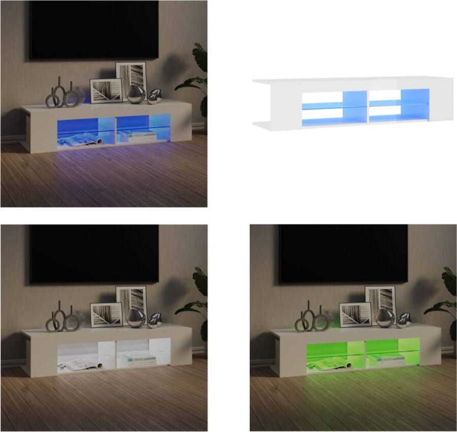 vidaXL Tv-meubel met LED-verlichting 135x39x30 cm hoogglans wit Tv-kast Tv-kasten Televisiekast Televisiekasten