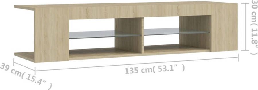 VidaXL -Tv-meubel-met-LED-verlichting-135x39x30-cm-sonoma-eikenkleurig - Foto 3