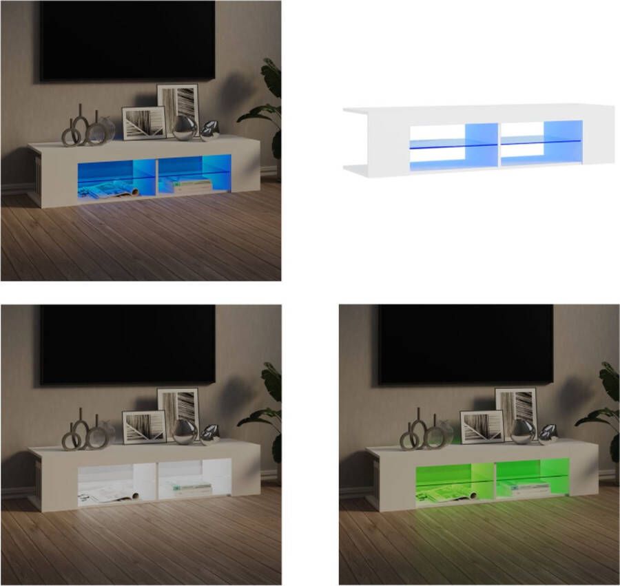 VidaXL Tv-meubel met LED-verlichting 135x39x30 cm wit Tv-kast Tv-kasten Televisiekast Televisiekasten