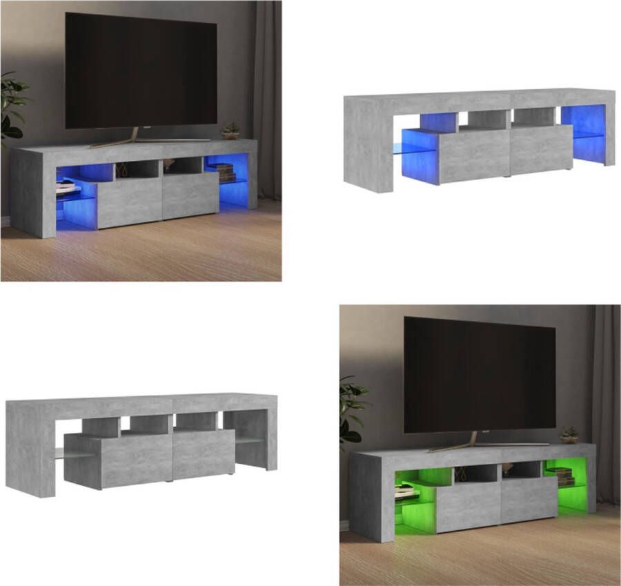 VidaXL Tv-meubel met LED-verlichting 140x36 5x40 cm betongrijs Tv-kast Tv-kasten Tv-meubel Hifi-meubel