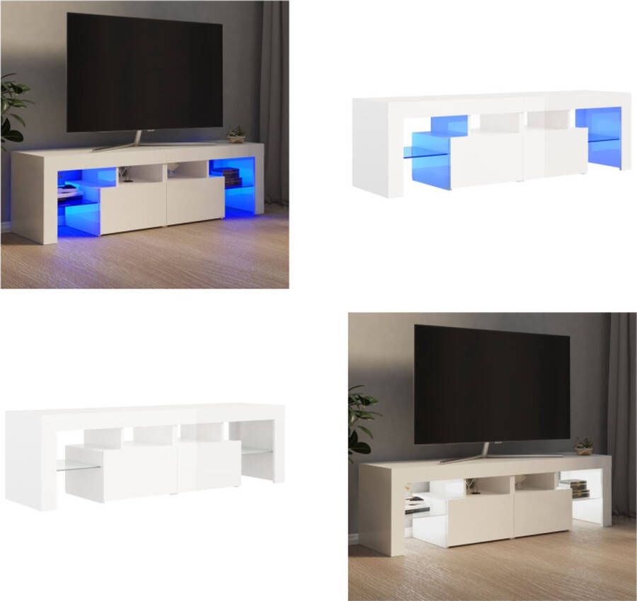 VidaXL Tv-meubel met LED-verlichting 140x36-5x40 cm hoogglans wit Tv-kast Tv-kasten Tv-meubel Hifi-meubel