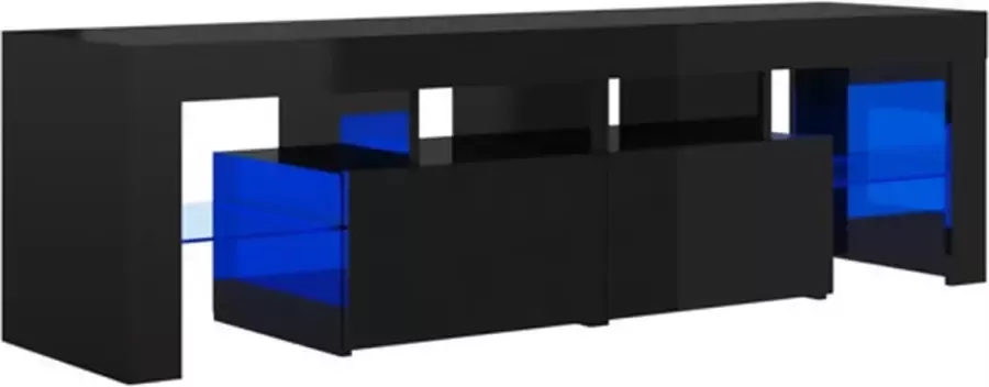VidaXL -Tv-meubel-met-LED-verlichting-140x36 5x40-cm-hoogglans-zwart - Foto 3