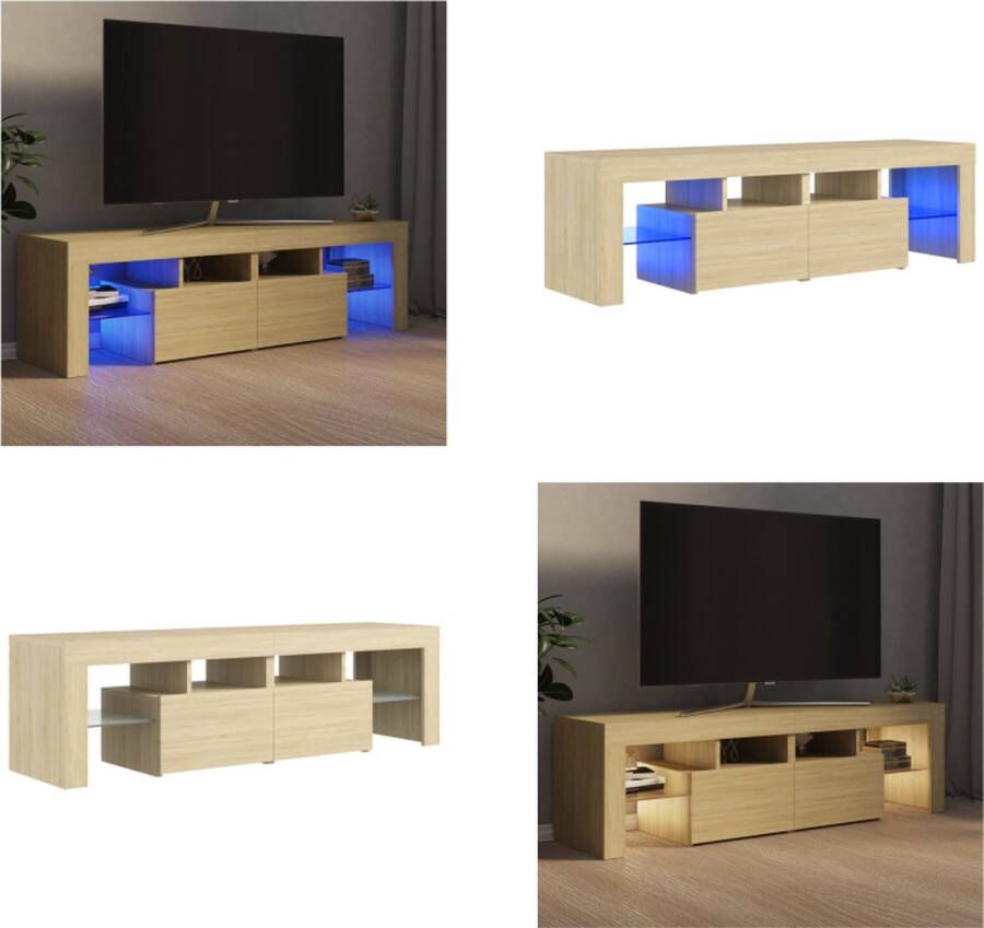 VidaXL Tv-meubel met LED-verlichting 140x36-5x40 cm sonoma eikenkleur Tv-kast Tv-kasten Tv-meubel Hifi-meubel