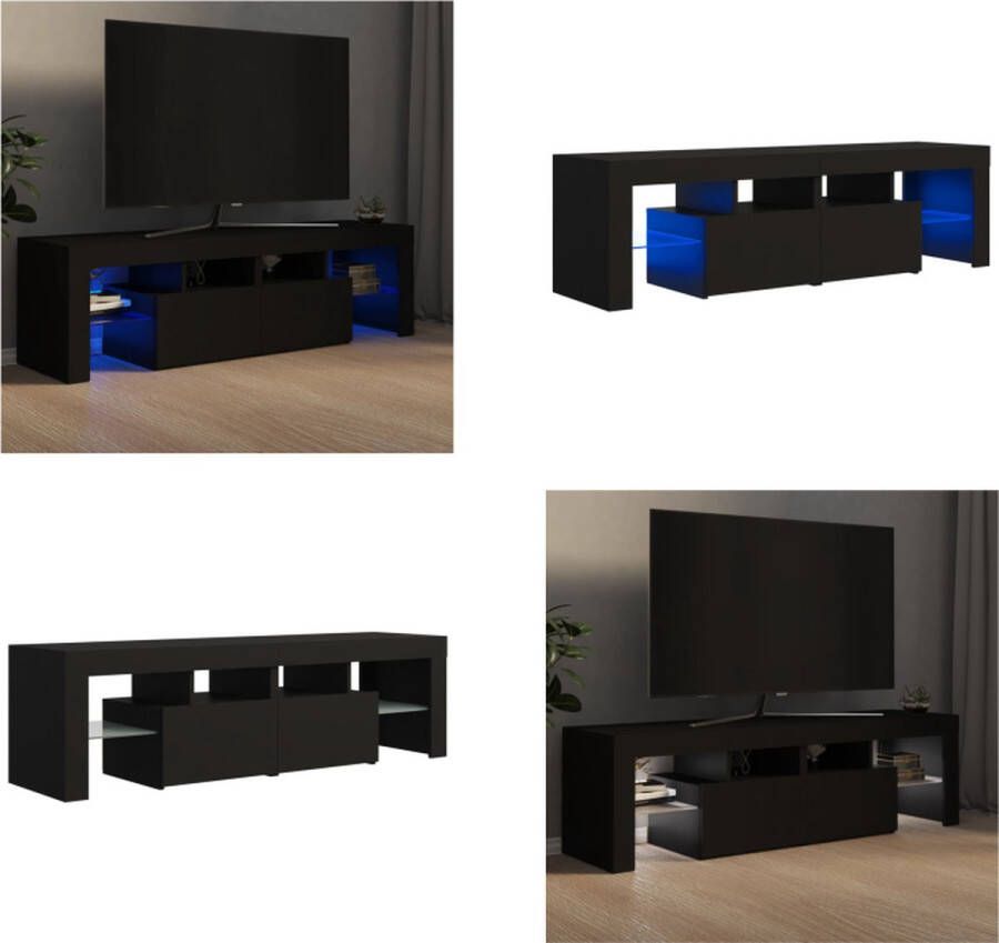 VidaXL -Tv-meubel-met-LED-verlichting-140x36 5x40-cm-zwart - Foto 3