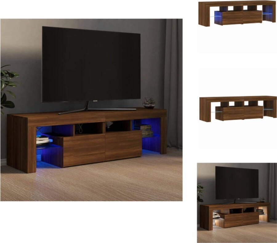 VidaXL Tv-kast Tv-kasten Tv-meubel Hifi-meubel Tv-meubel LED-verlichting 140x36-5x40 cm bruineikenkleurig - Foto 2