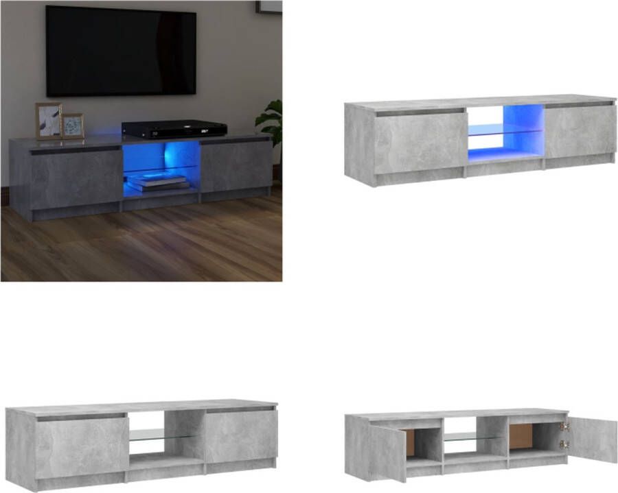 vidaXL Tv-meubel met LED-verlichting 140x40x35-5 cm betongrijs Tv-kast Tv-kasten Televisiekast Televisiekasten